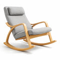 Fauteuil à bascule d’intérieur en bois avec tissu gris - 2026