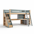 Lit mezzanine en contreplaqué et mdf avec bureau et rangements gris et bouleau - 2026