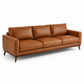Canapé contemporain 3 places en similicuir cognac avec pieds en bois, 225 × 90 × 84 cm - 2026