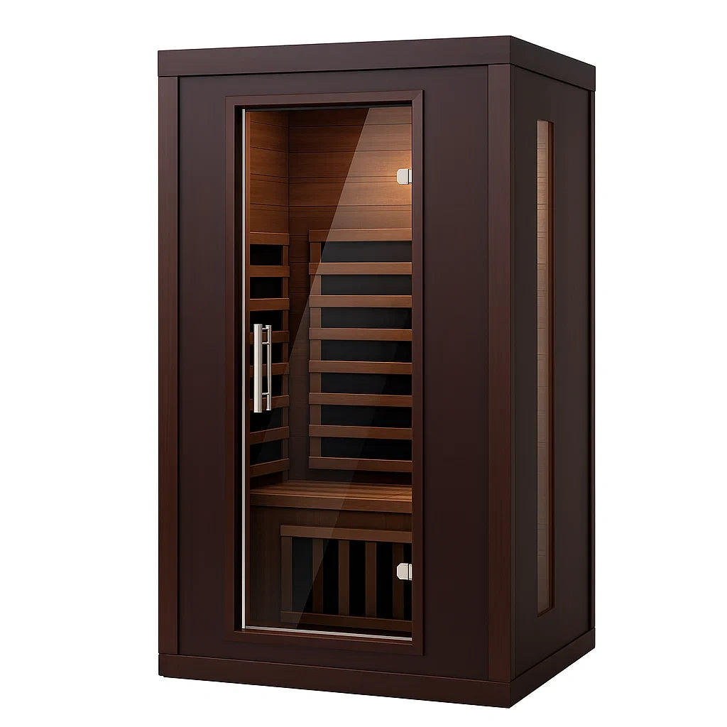 Cabine de sauna infrarouge bois brun 120x100x190 cm avec verre trempé 8 mm - 2026