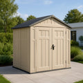 Abri de jardin extérieur en résine beige 190x130x215 cm - 2026