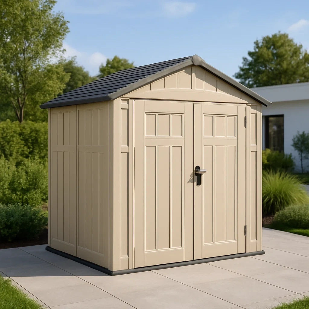 Abri de jardin extérieur en résine beige 190x130x215 cm - 2026