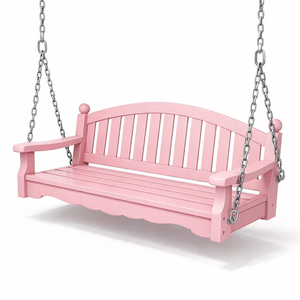 Balancelle de porche en bois rose avec chaînes en acier inoxydable - 2026