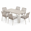 Ensemble de salle à manger d'extérieur en aluminium avec 6 chaises en corde tressée - 2026