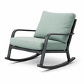 Fauteuil à bascule de terrasse en métal avec coussins en tissu vert - 2026