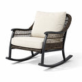 Fauteuil à bascule de terrasse en rotin et aluminium avec coussins en polyester - 2026