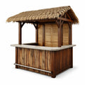 Kiosque bar de jardin en bois avec toit en chaume et comptoir en pierre - 2026