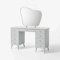 Coiffeuse avec miroir irrégulier en bois gris - 2026