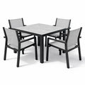 Ensemble table et chaises de jardin en aluminium avec assises en tissu gris - 2026