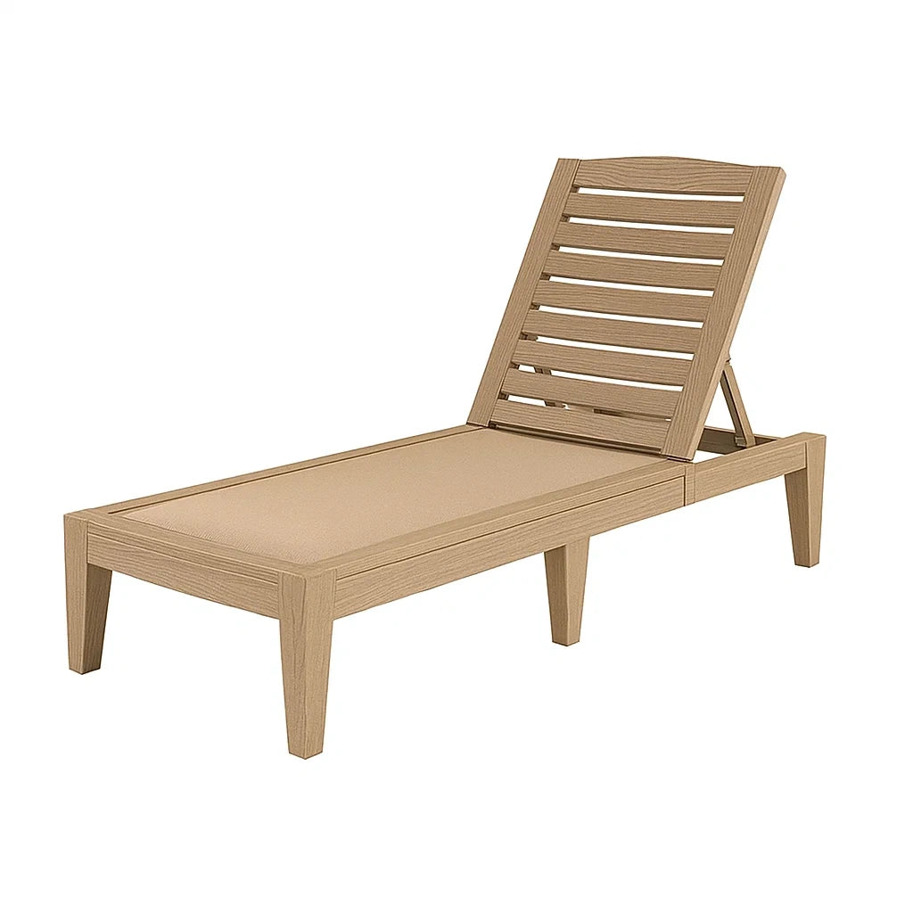 Chaise longue de jardin réglable en bois d’acacia 200x65x36 cm - 2026