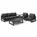 Salon de jardin en aluminium noir avec coussins en polyester gris - 2026