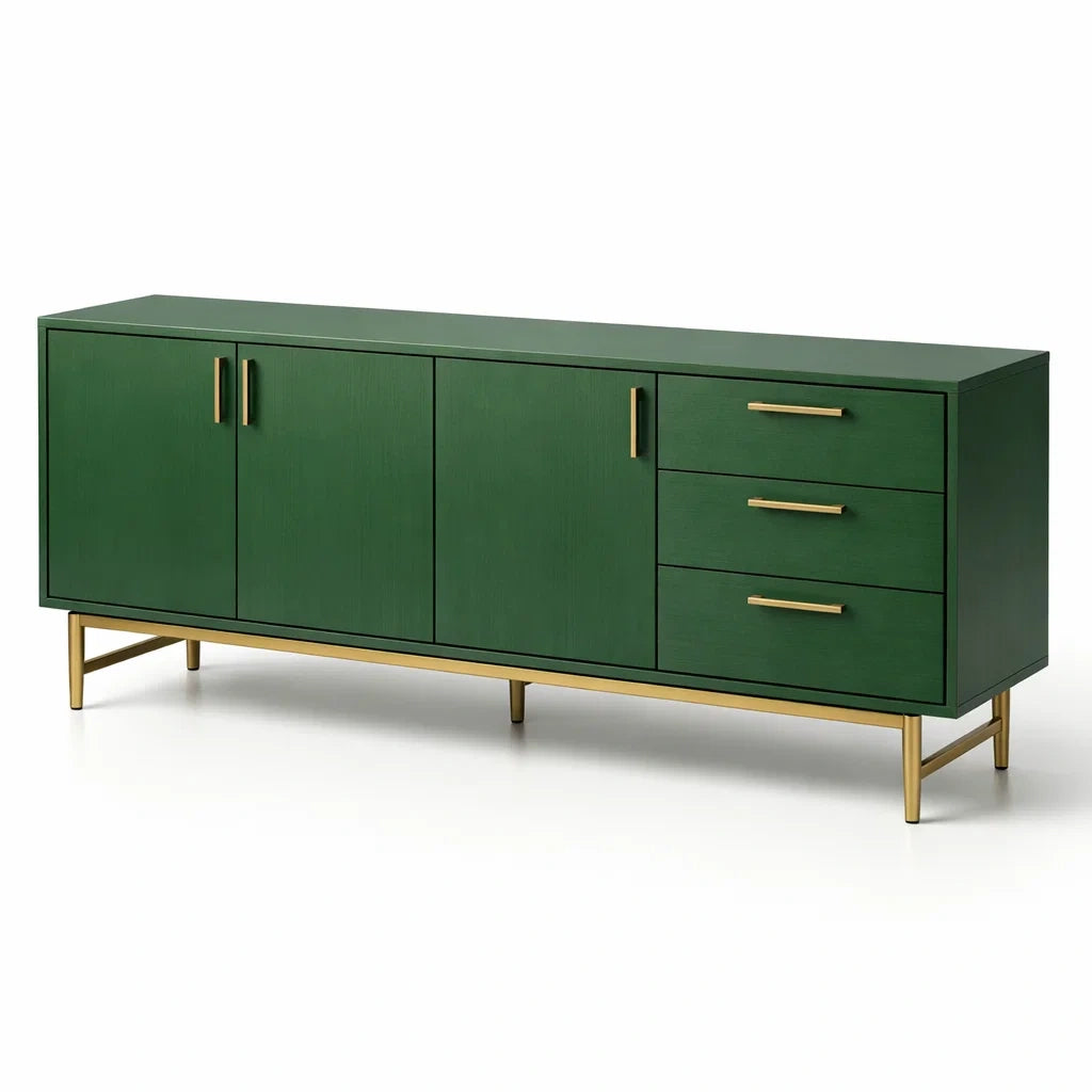 Buffet en bois et métal avec 3 tiroirs et 2 portes - 2026
