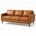 Canapé moderne 3 places aspect cuir marron cognac, 210 x 86 x 84 cm - 2026