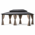 Pavillon en aluminium avec toit en acier et rideaux en polyester 400 cm x 300 cm - 2026