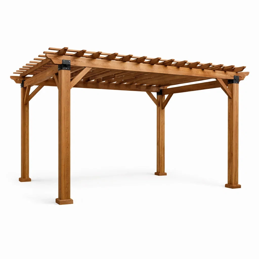 Pergola en bois de pin marron naturel - 2026
