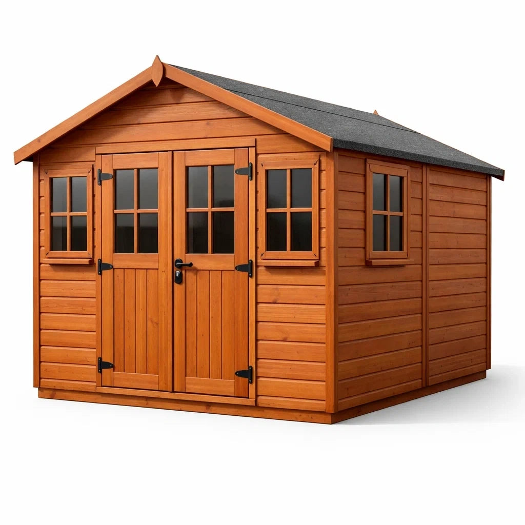 Abri de jardin en bois avec fenêtres en verre trempé 300x250 cm - 2026