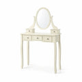 Coiffeuse en bois avec miroir ovale et 5 tiroirs blanc crème - 2026