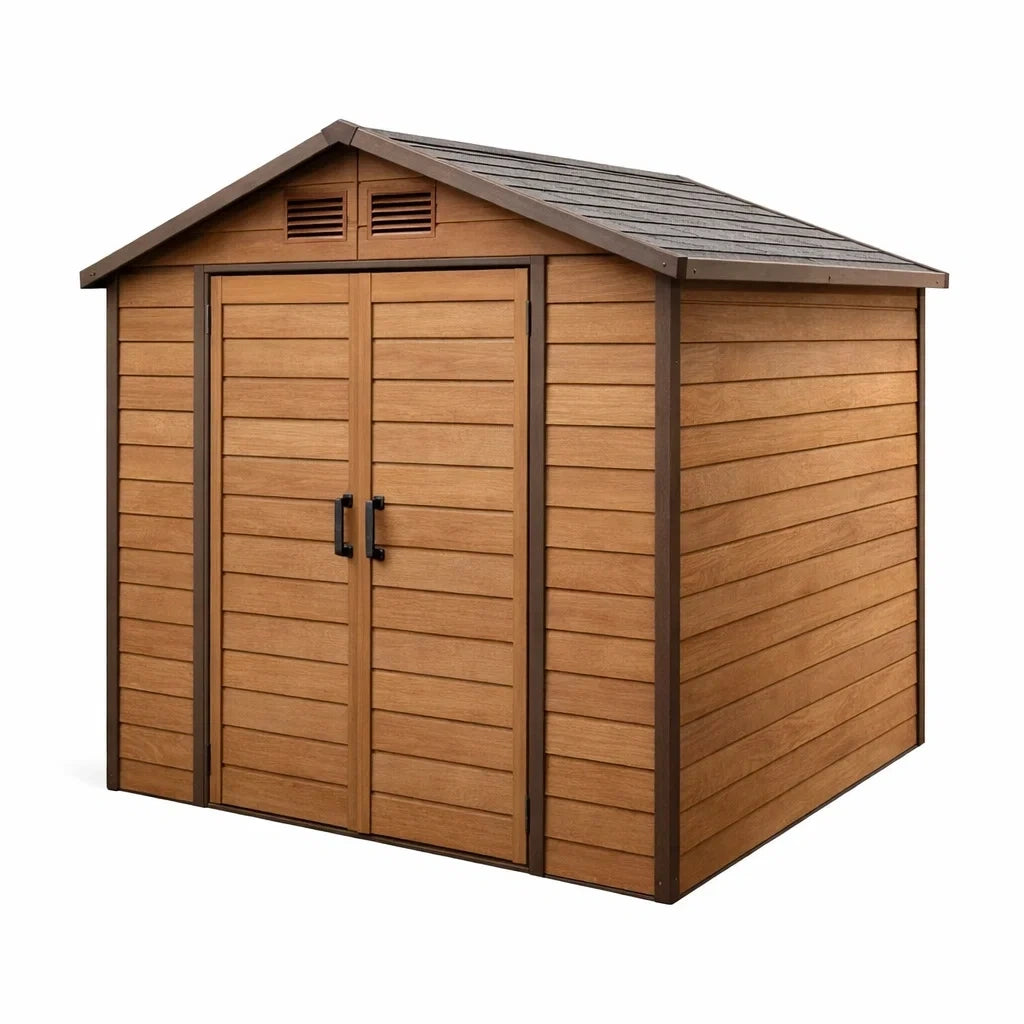 Abri de jardin en composite avec double porte 256x182x227 cm Marron - 2026
