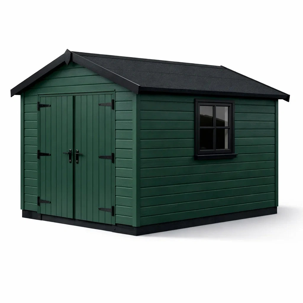 Abri de jardin en bois synthétique vert avec fenêtre - 2026