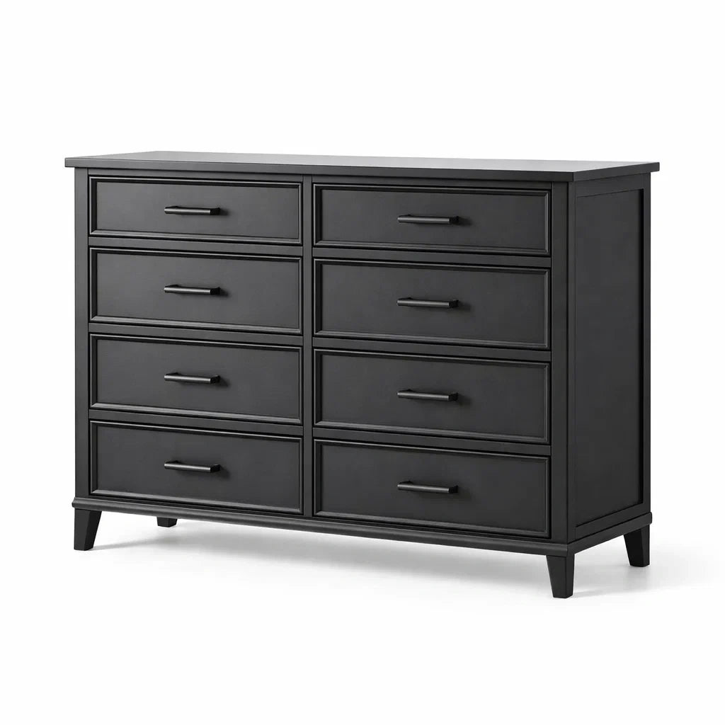 Commode en bois noir avec 8 tiroirs - 2026