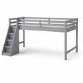 Lit mezzanine en bois massif avec escalier Gris - 2026