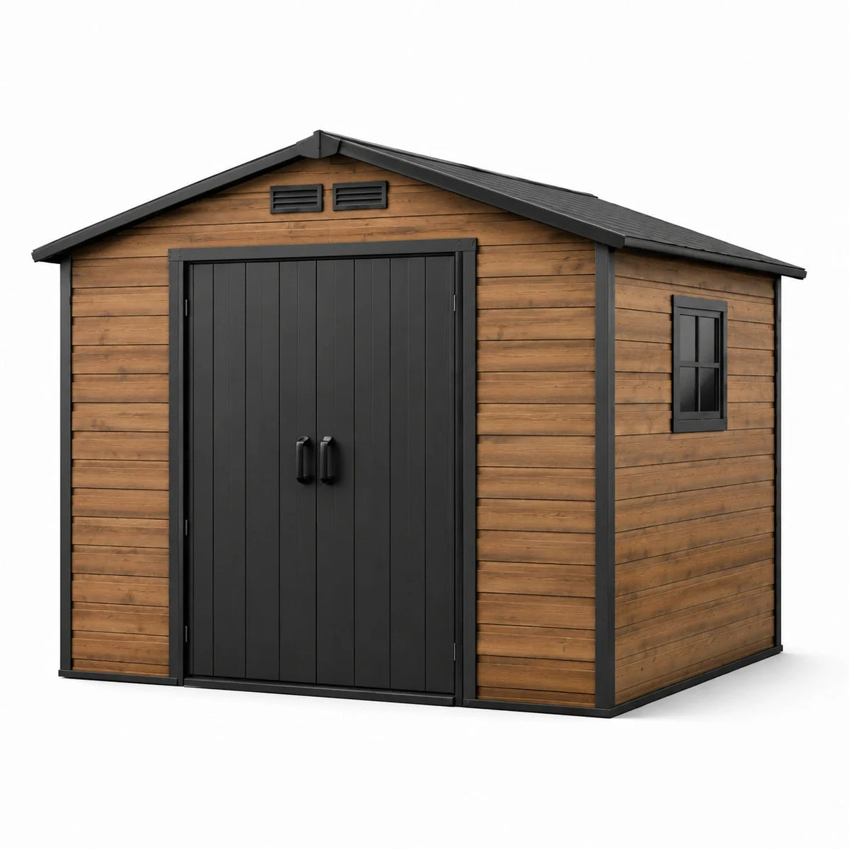 Abri de jardin en bois composite brun et noir 315x239x252 cm - 2026