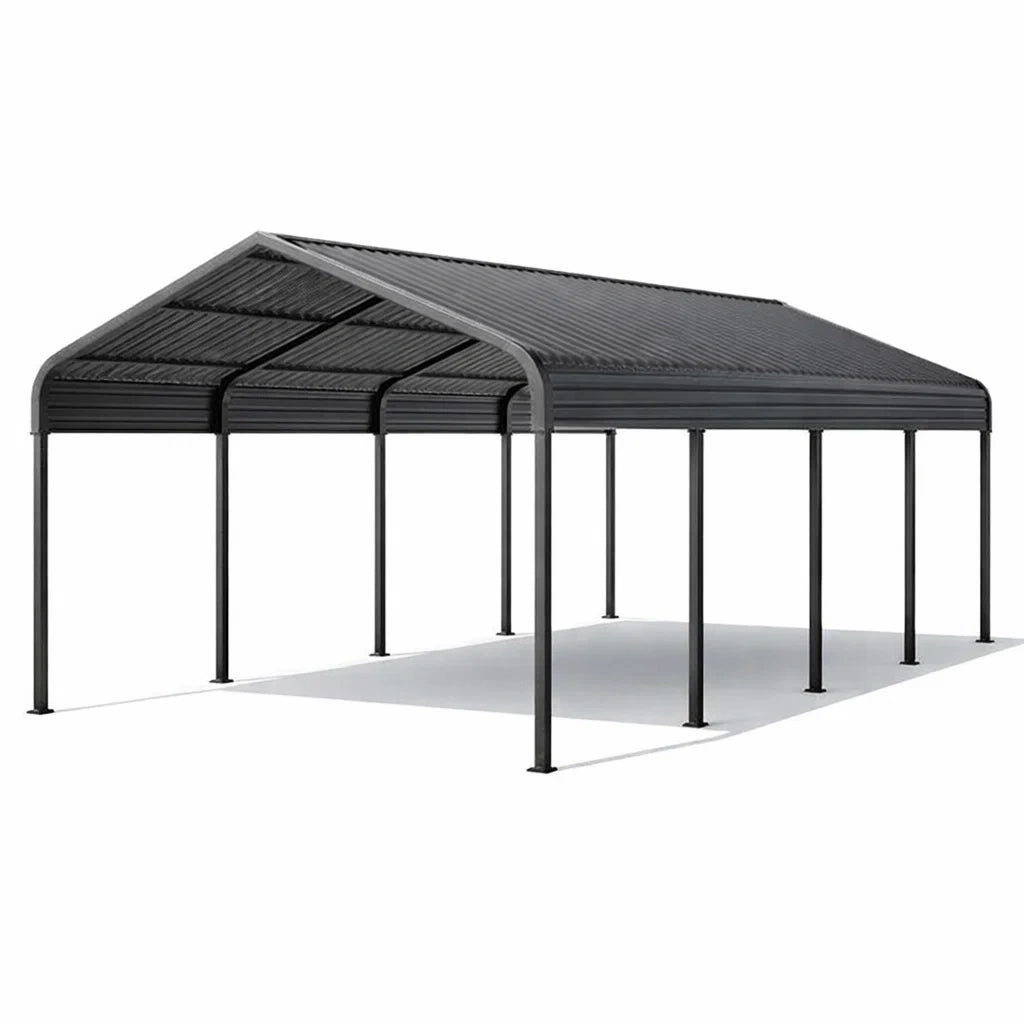 Abri voiture en métal noir 600x300x270 cm - 2026