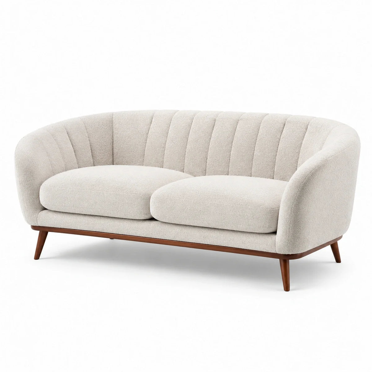 Canapé 2 places en tissu bouclé beige - 2026