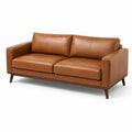 Canapé en cuir véritable marron camel - 2026