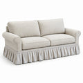 Canapé trois places en lin beige avec jupe plissée 210 cm - 2026