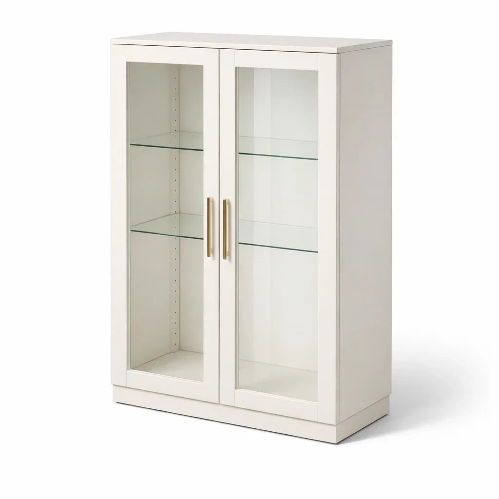 Vitrine en bois et verre trempé blanc - 2026