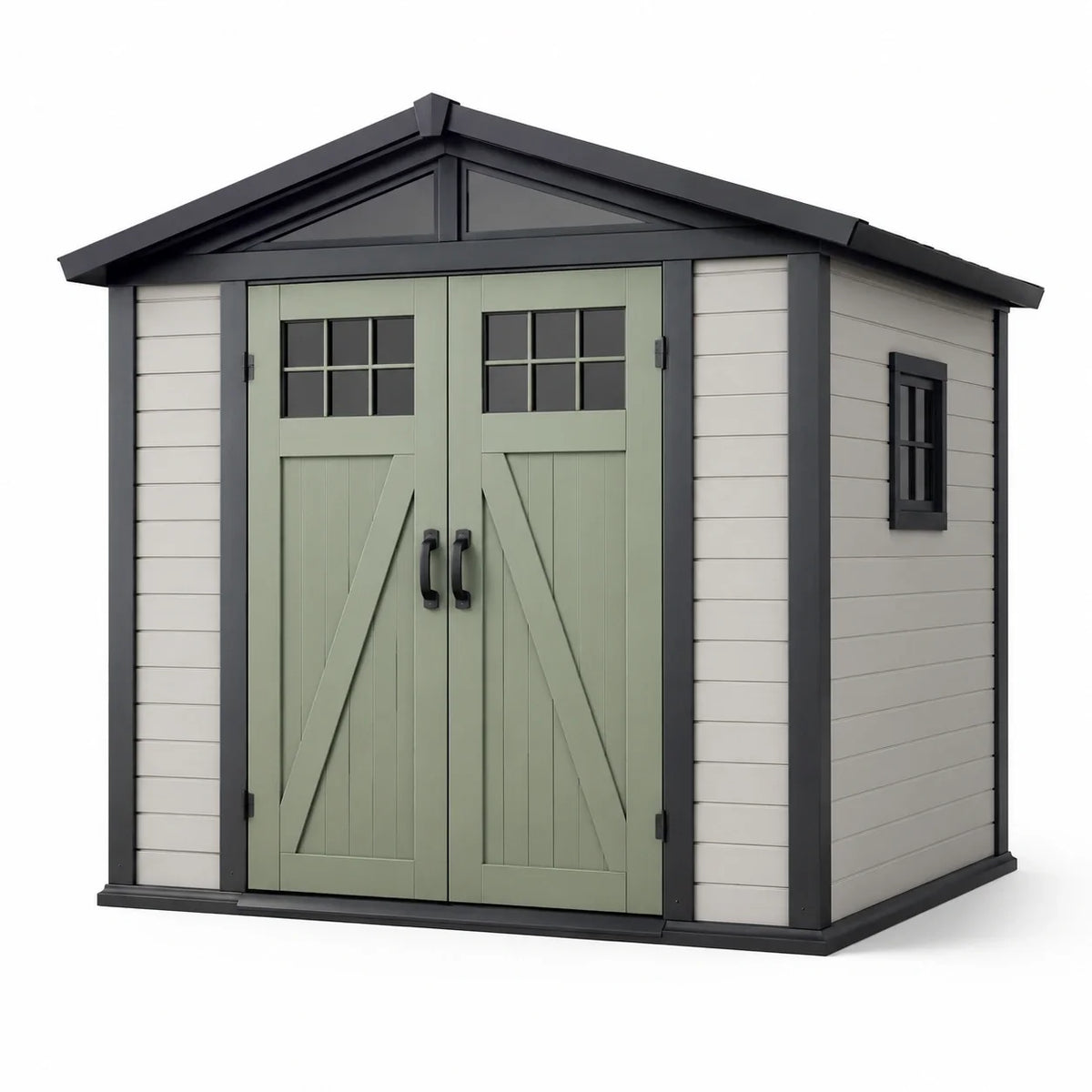 Abri de jardin en résine avec porte double et fenêtre 200x180x230cm - 2026