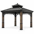 Pavillon avec toit en acier et piliers en aluminium et bois - 2026