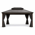 Pavillon en aluminium et acier avec rideaux Gris - 2026