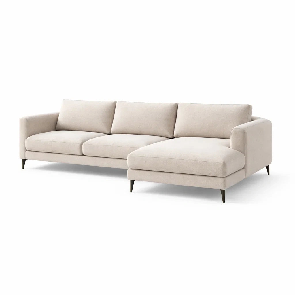Canapé d angle en polyester beige avec pieds en métal - 2026