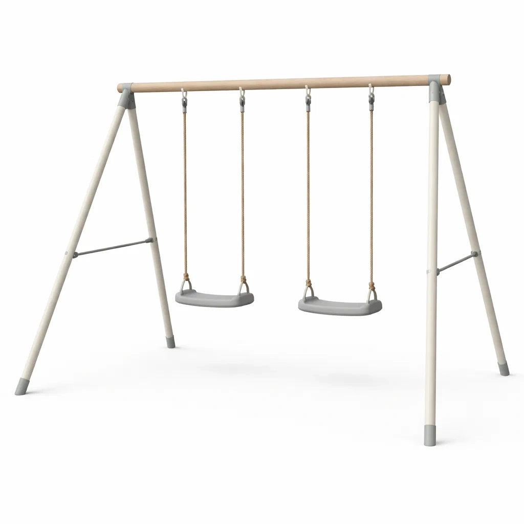 Ensemble de balançoires double extérieur pour enfants en bois et métal - 2026