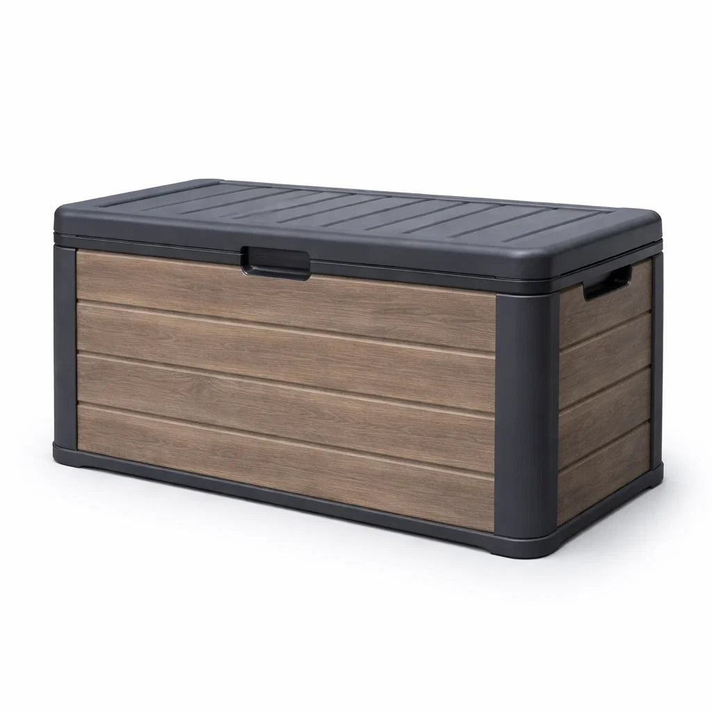Coffre de rangement en résine plastique effet bois 117 x 45 x 57 cm - 2026