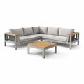 Ensemble de canapés d'angle en aluminium et bois gris et bois clair - 2026