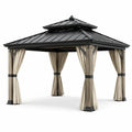 Pavillon de jardin en métal avec toit et rideaux en polyester 3x3,5 mètres - 2026