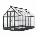 Serre de jardin en aluminium et polycarbonate 305 × 244 × 250 cm, anthracite et incolore, double porte et 2 lucarnes - 2026