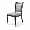 Chaise de salle à manger en bois avec assise en simili cuir gris - 2026