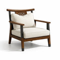 Fauteuil en bois massif et tissu beige - 2026