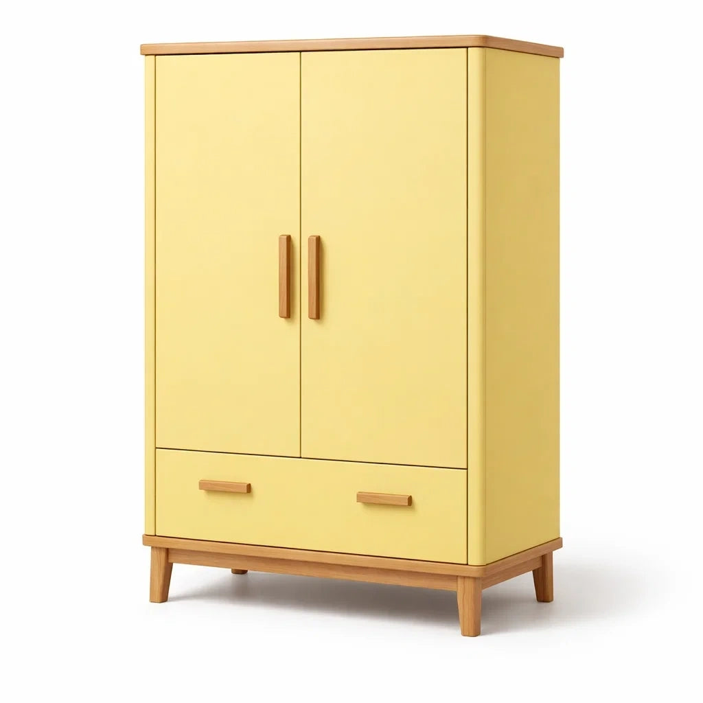 Armoire en bois avec tiroir jaune - 2026