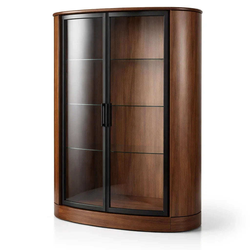 Vitrine en bois et verre trempé marron et noir - 2026