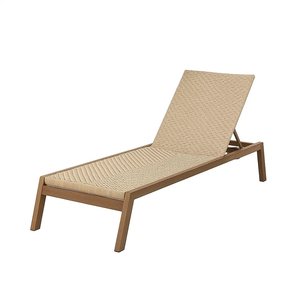 Chaise longue de jardin en aluminium avec assise en résine tressée - 2026