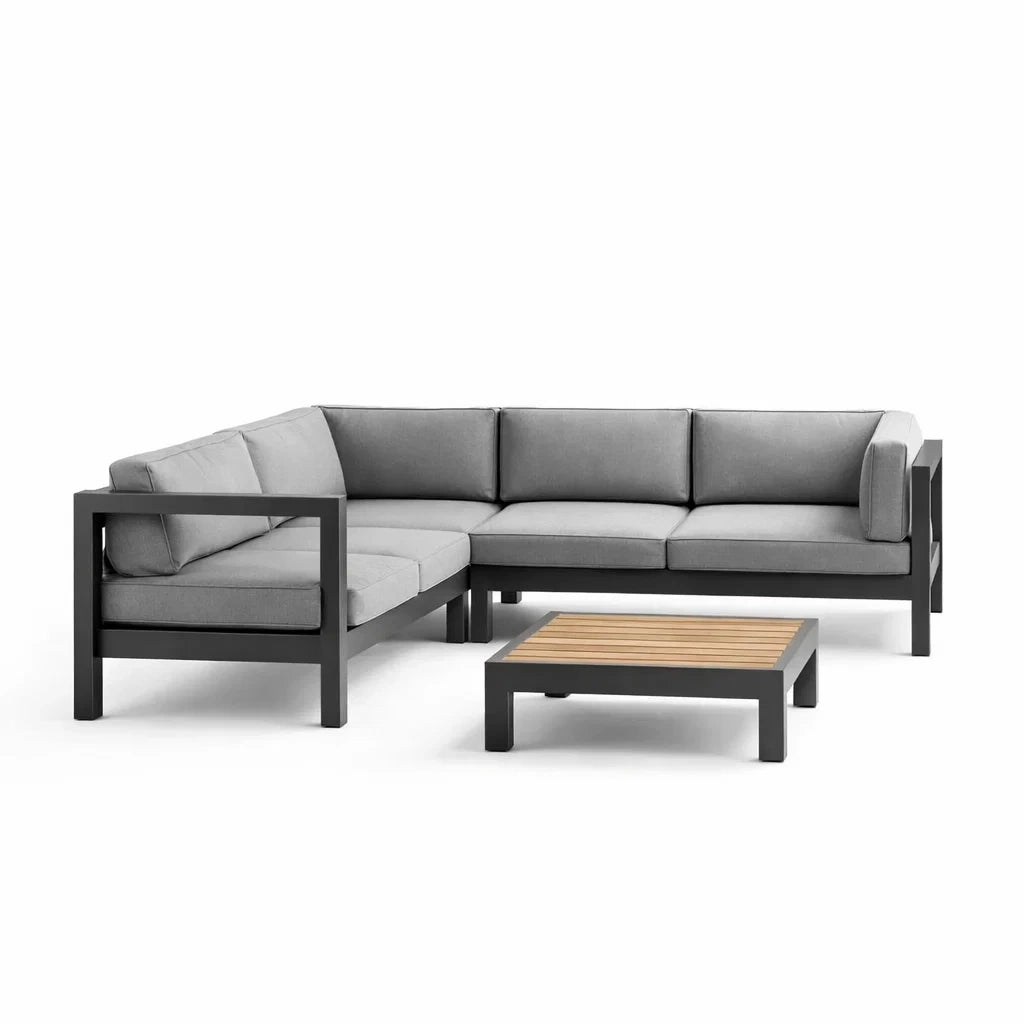 Ensemble de canapés d'extérieur en aluminium et polyester gris - 2026