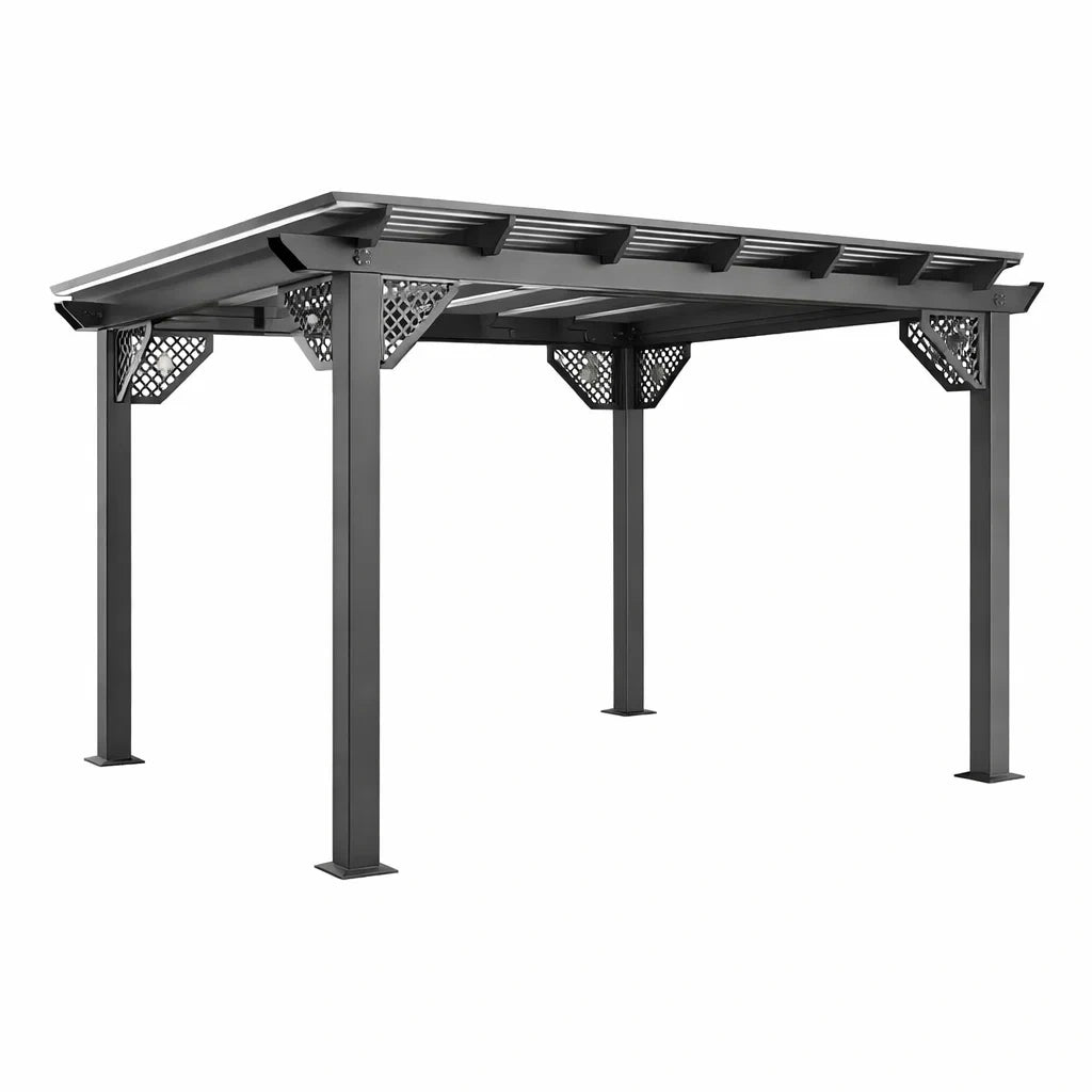 Pergola en métal avec toit en polycarbonate Gris - 2026