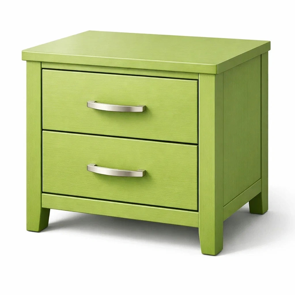 Table de chevet en bois avec 2 tiroirs verts - 2026