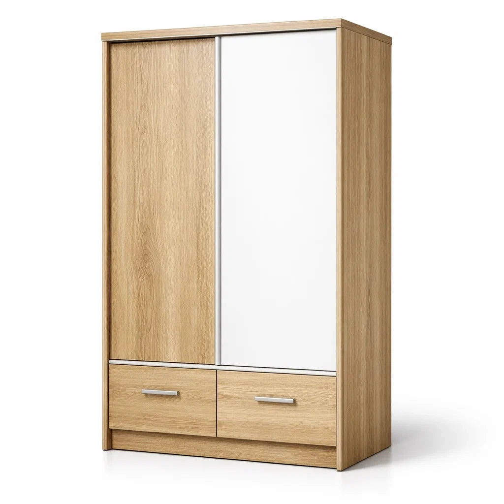 Armoire à portes coulissantes en mdf blanc avec tiroirs - 2026