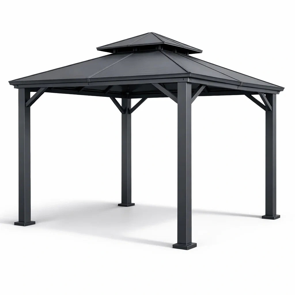 Pavillon de jardin en métal noir 300 x 300 x 250 cm - 2026